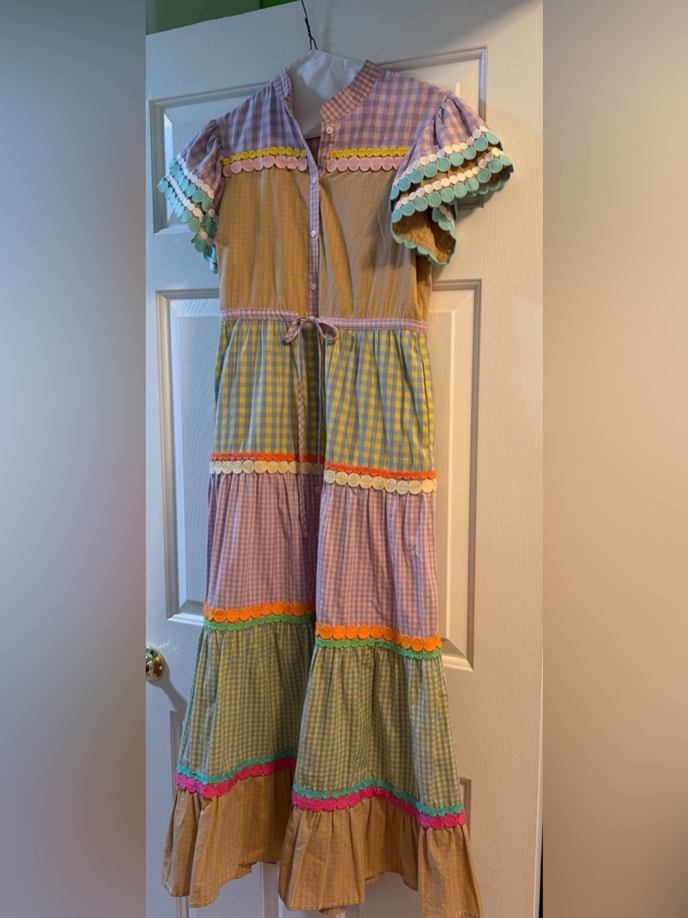CeliaB Multicolor Gingham Tiered Maxi Dress